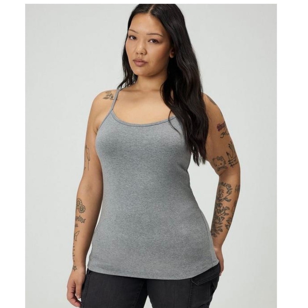 Torrid Foxy Cami Women 1X Heather Gray Adjustable Strap Stretch Tank Top NWT